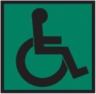 Табличка с пиктораммой "Инвалид" на зеленом фоне